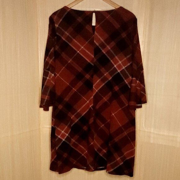JH Womens Plus Rust Red Plaid Shift Dress 3X - Picture 2 of 7
